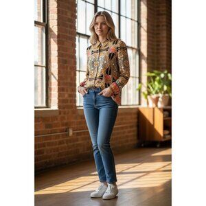 Laundry By Shelli Segal Womens Long Sleeve Baroque Print Blouse Size 6